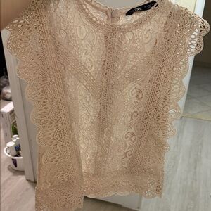 Zara Beige Lace Blouse